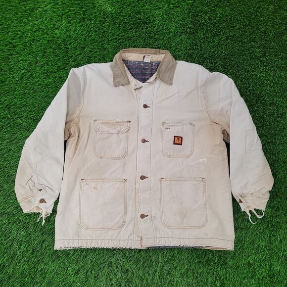 Vintage Big-Ben Chore Jacket Large 26x28 Fraying Baggy USA 70s 80s - Picture 1 of 16